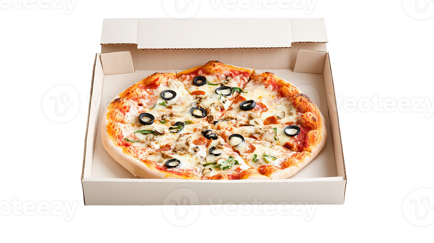 White Pizza Carton Box Isolated at the Transparent Background png