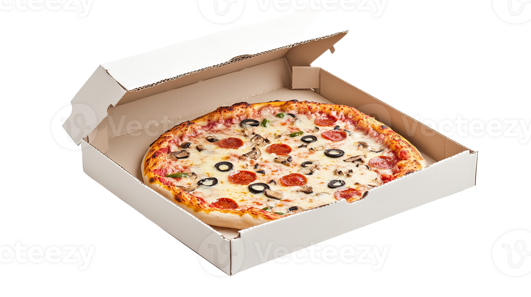 White Pizza Carton Box Isolated on the Transparent Background png