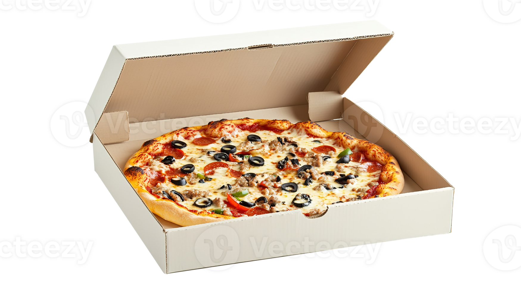 White Pizza Carton Box Isolated on Transparent Background png
