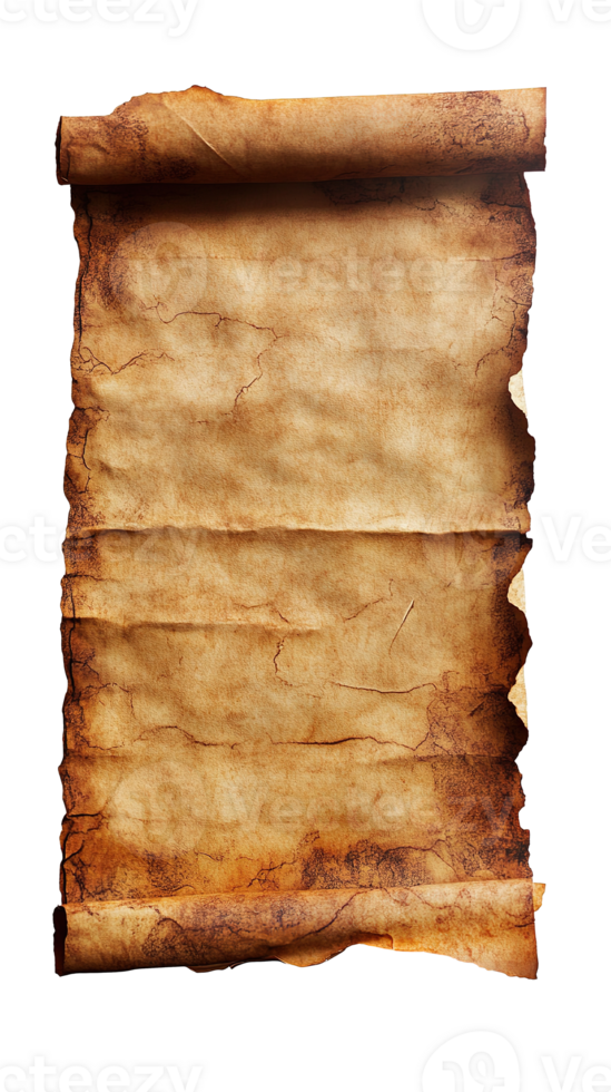Empty Old Parchment Paper Sheet Isolated on Transparent Background png