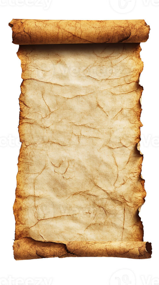Blank Ancient Parchment Paper Sheet on the Transparent Background. Isolated png