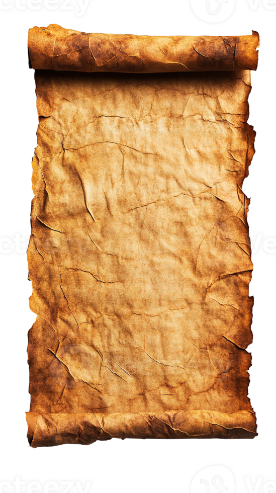 Blank Ancient Parchment Paper Sheet Isolated at the Transparent Background png