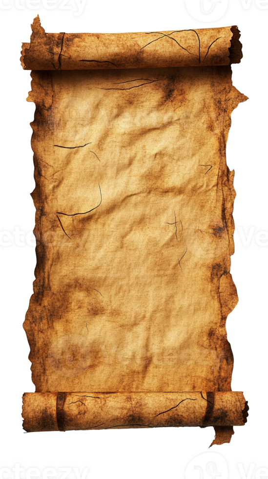 Blank Ancient Parchment Paper Sheet Isolated on the Transparent Background png