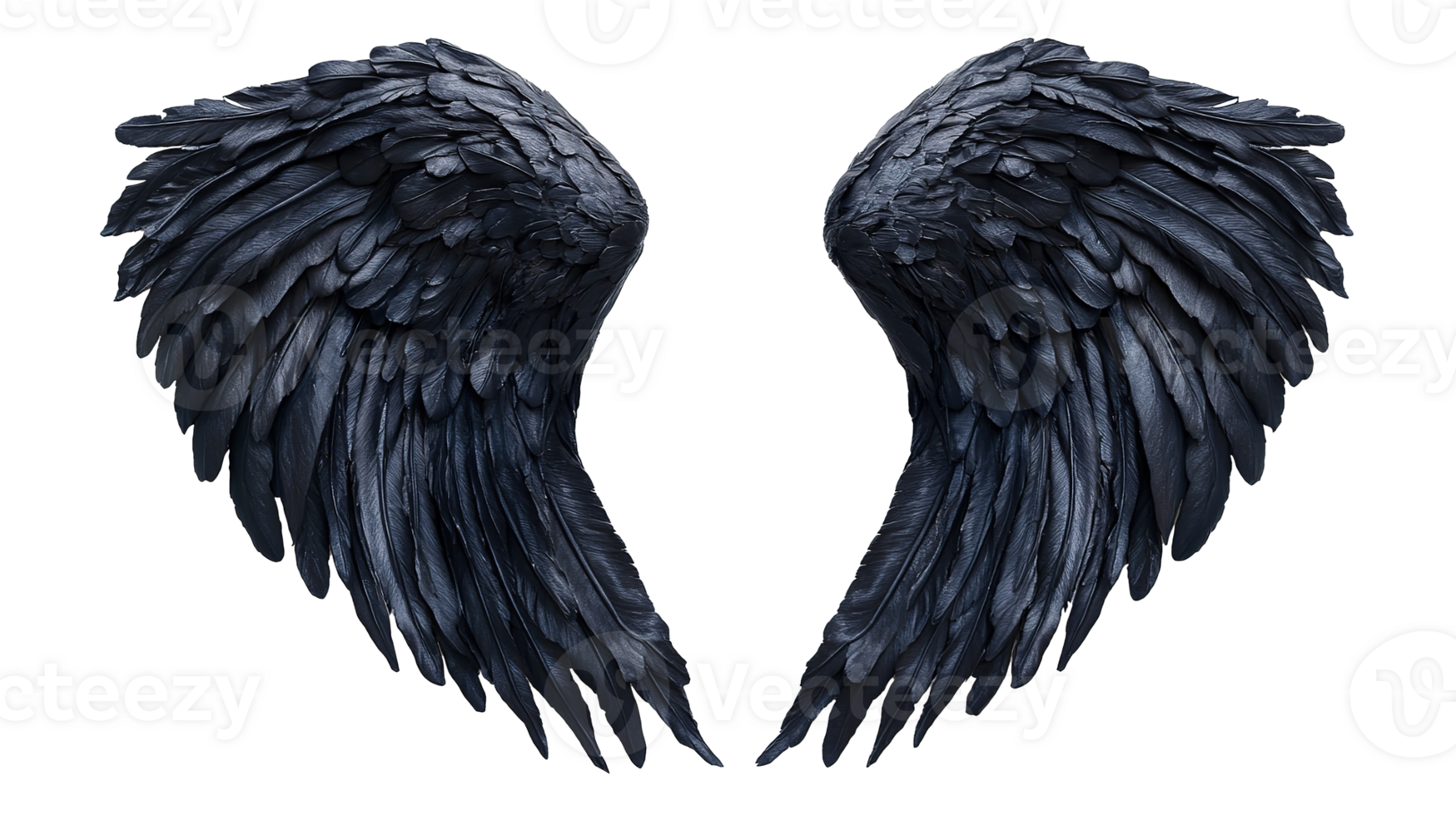 Pair of Black Angel Wings Isolated on the Transparent Background png