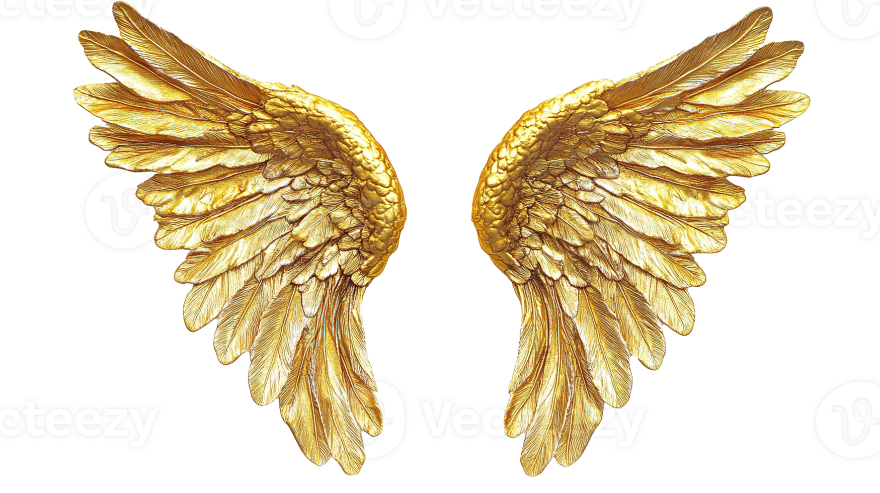 Pair of Golden Angel Wings Isolated on the Transparent Background png