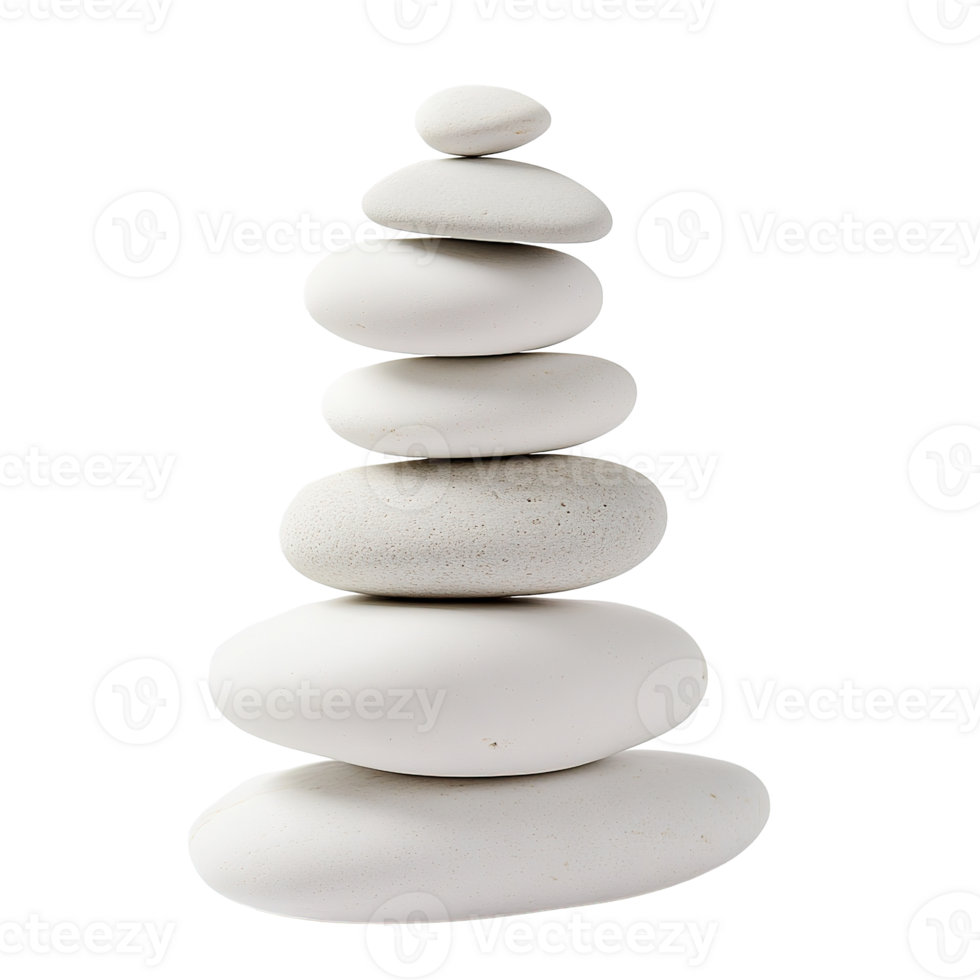Pyramid of Sea Stones Isolated at Transparent Background. Calm Peace Balance Concept png