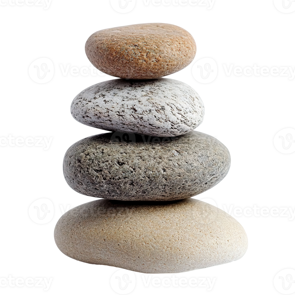 Pyramid of Sea Stones Isolated on the Transparent Background. Calm Peace Balance Concept png