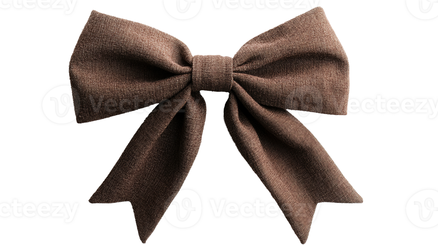 Stylish Brown Fabric Ribbon Bow Bowtie Isolated on Transparent Background png