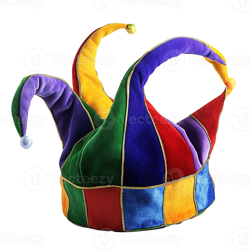 Colorful Jester Hat Isolated on Transparent Background png