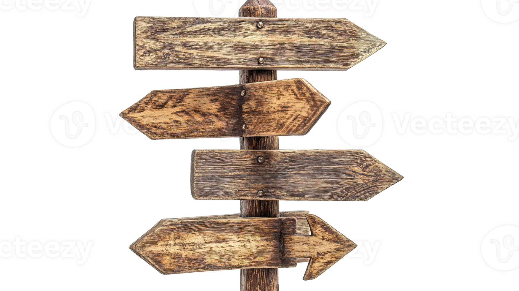 Wooden Signpost with Various Arrows Pointing in Different Directions Isolated at Transparent Background png