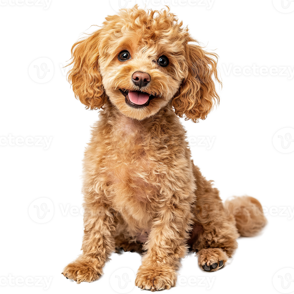 Smiling Cute Poodle Puppy Dog Full Body Isolated at the Transparent Background png