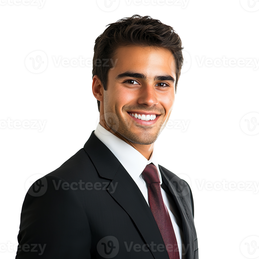 Formal Handsome Young Businessman Smiling, Looking at Camera Isolated at the Transparent Background png