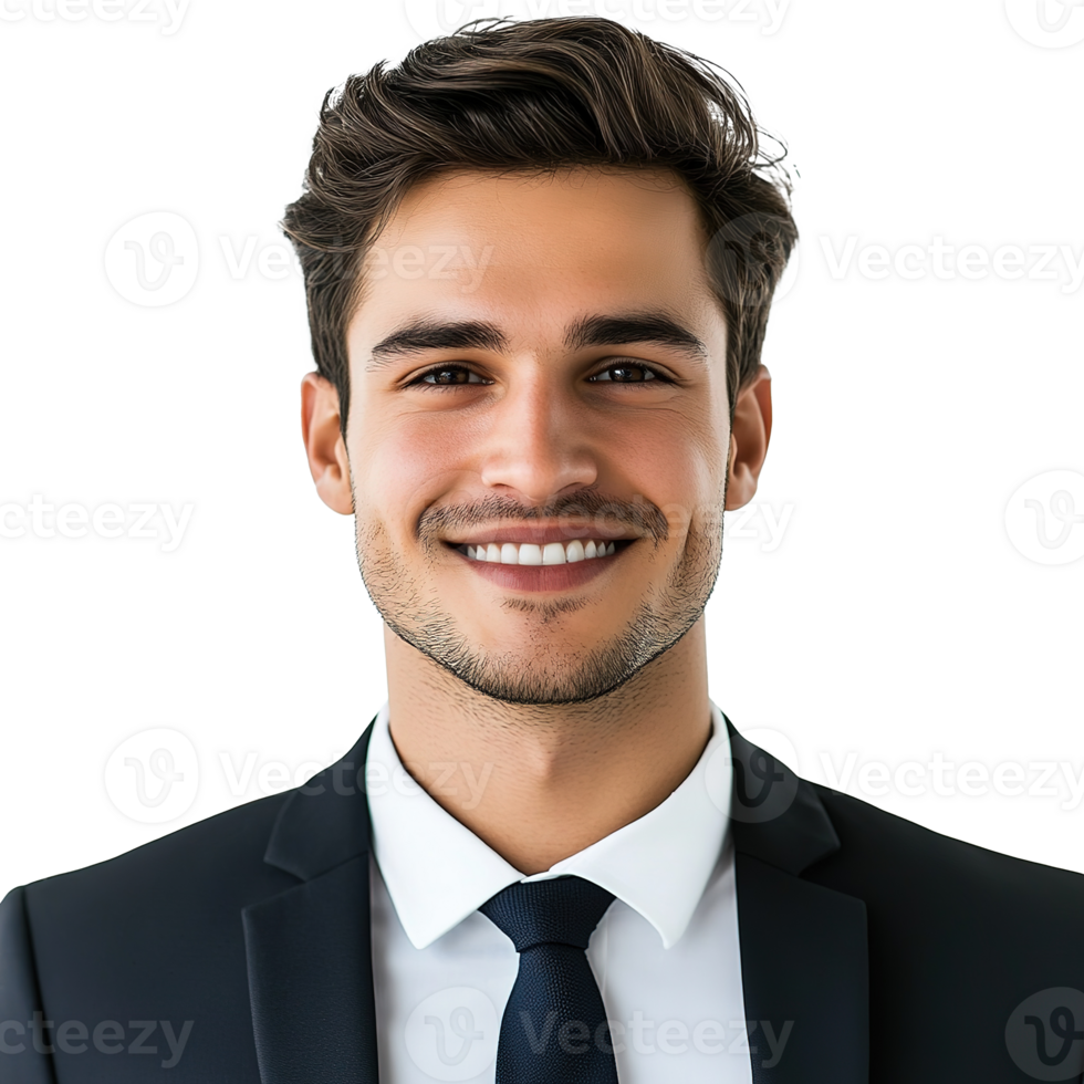 Formal Handsome Young Businessman Smiling, Looking at Camera Isolated at Transparent Background png