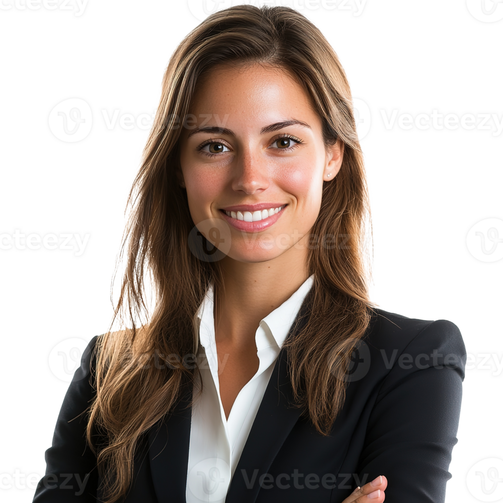 Formal Beautiful Young Businesswoman Smiling, Looking at Camera Isolated at the Transparent Background png