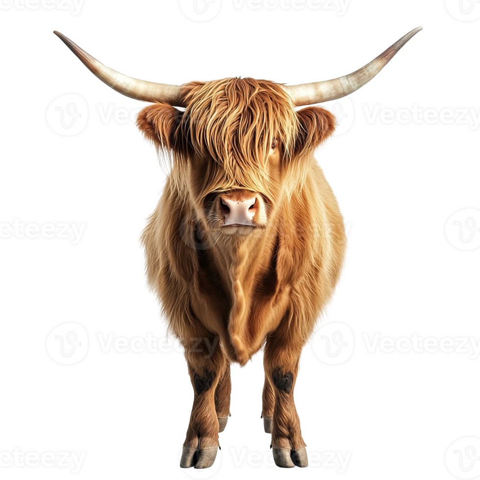 Scottish Highland Cow Full Body Isolated on the Transparent Background png