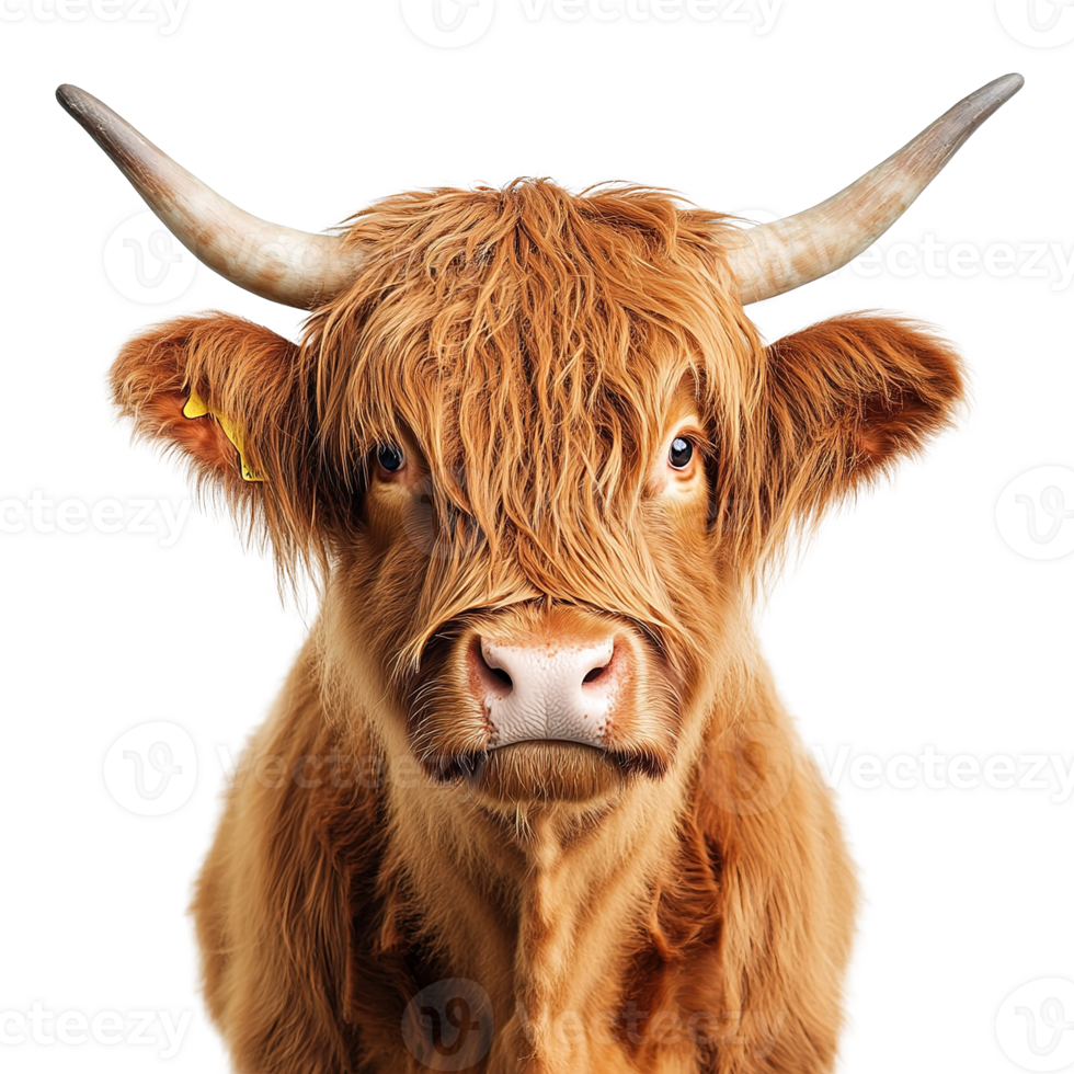 Scottish Highland Cow Full Body Isolated on Transparent Background png