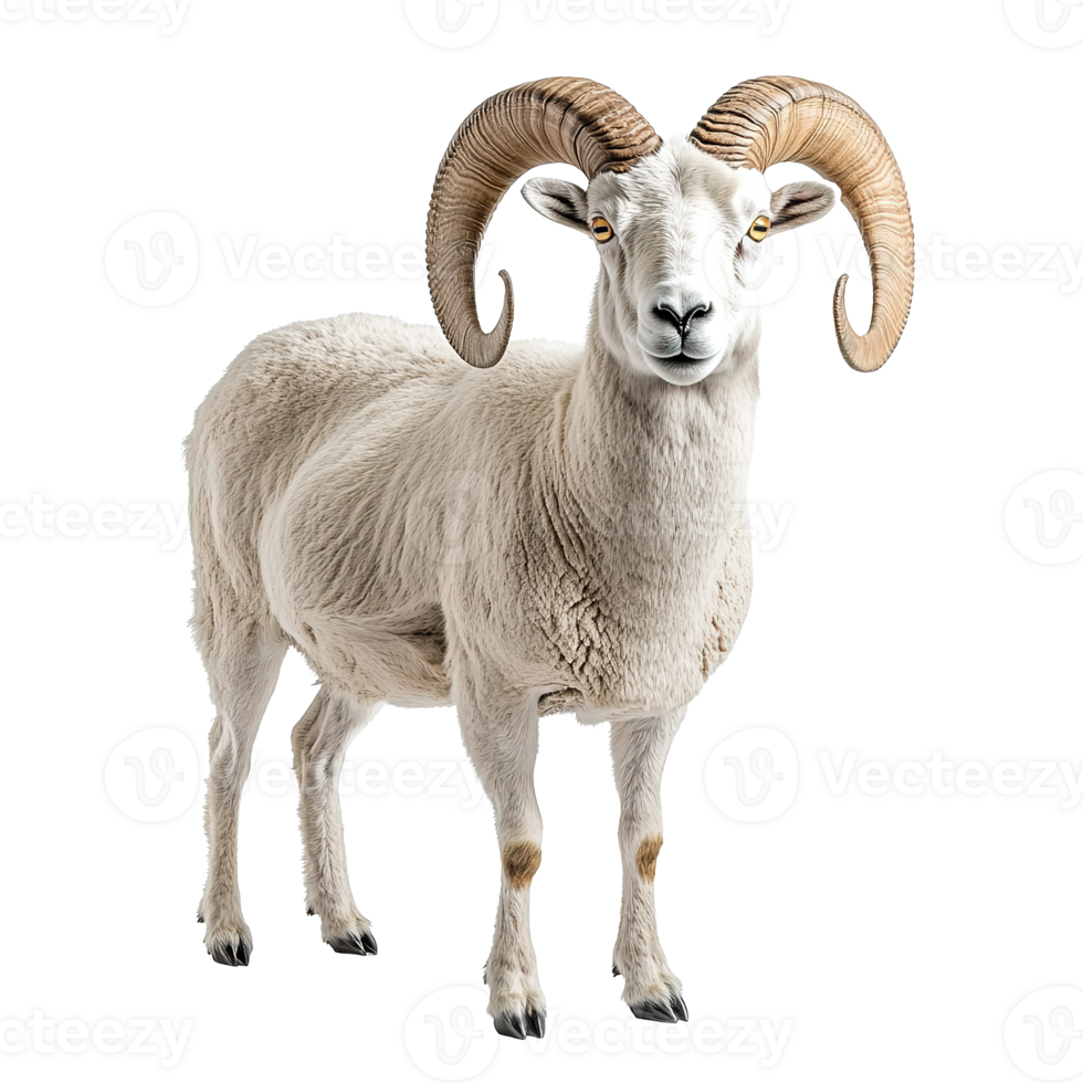 Dall Sheep Goat or Mountain Sheep with Big Horns Isolated on Transparent Background png