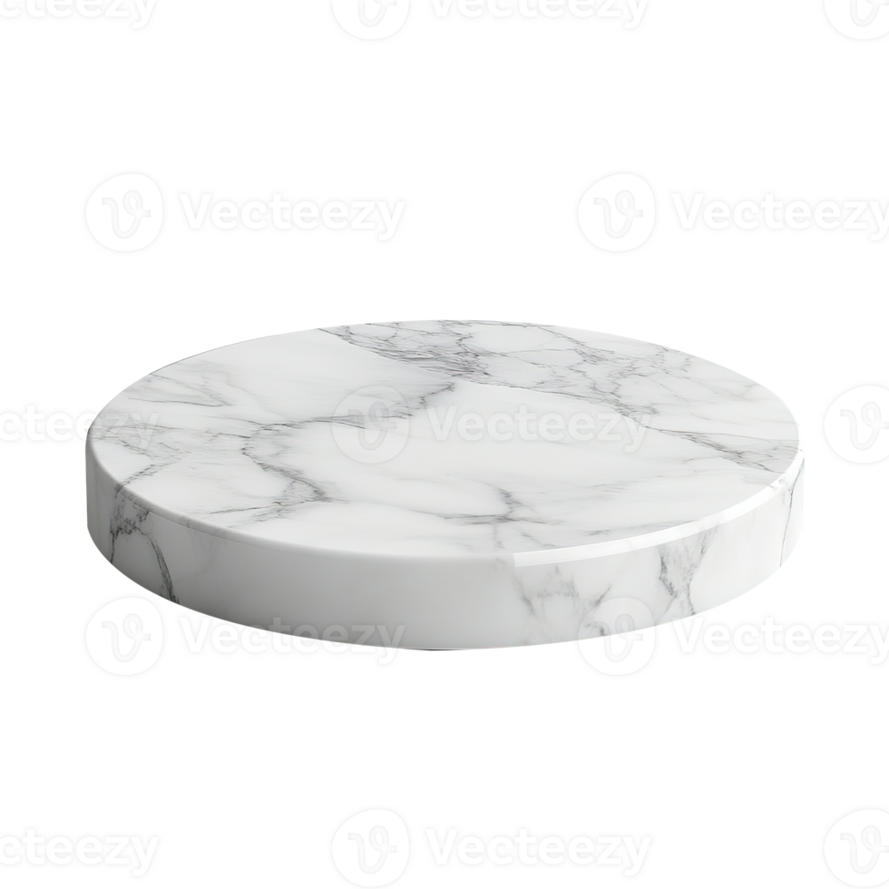 White Round Marble Podium for Product Display Isolated on Transparent Background png