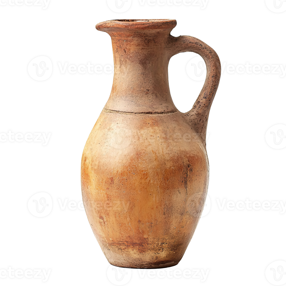 Antique Ceramic Clay Jug for Drinking Wine, Water or Milk Isolated at Transparent Background png