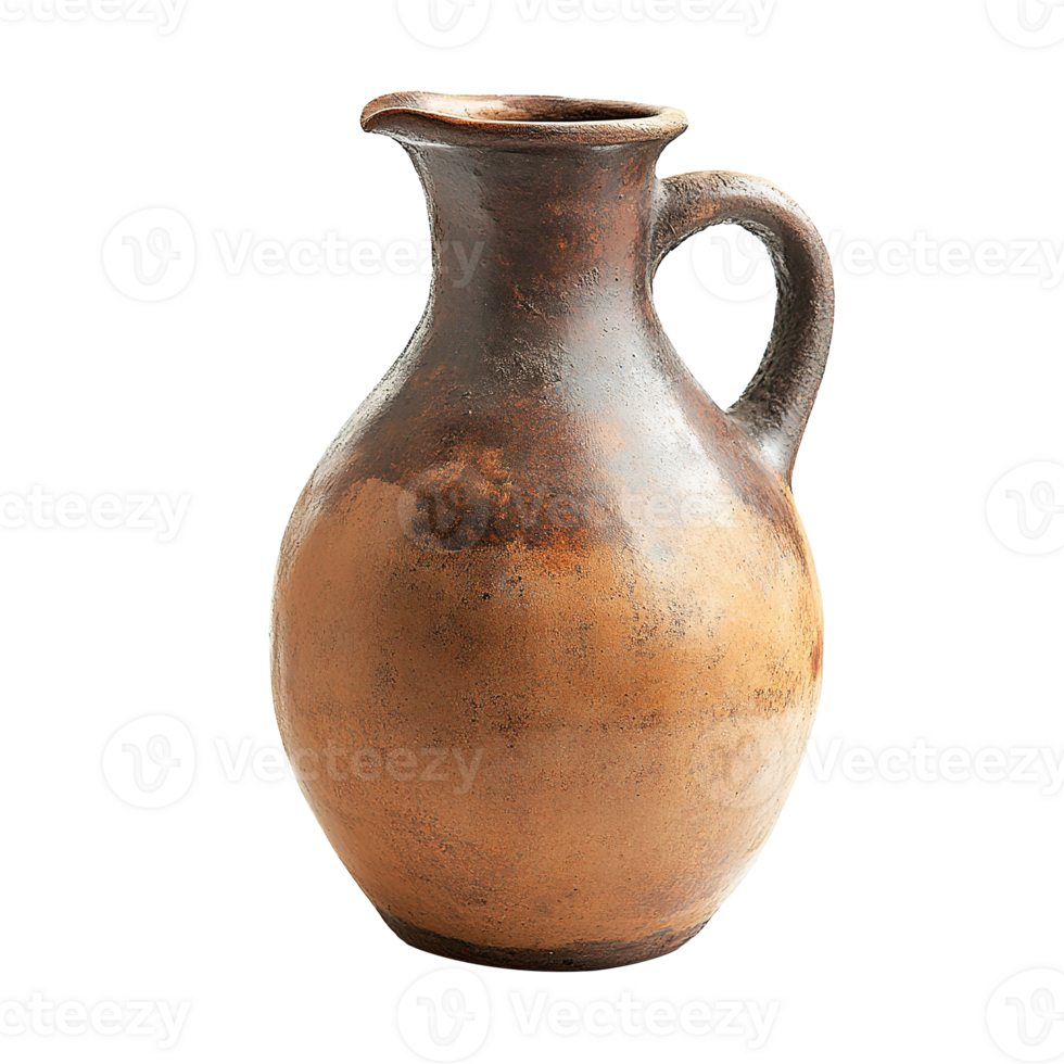 Antique Ceramic Clay Jug for Drinking Wine, Water or Milk Isolated on Transparent Background png