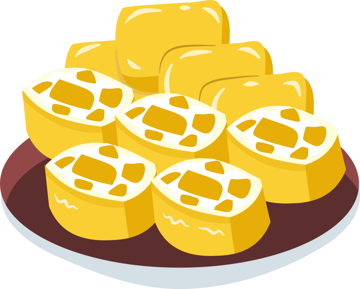 A plate full of mango pancake png