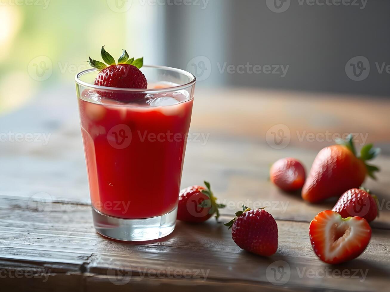 Refreshing Strawberry Juice with Ice photo