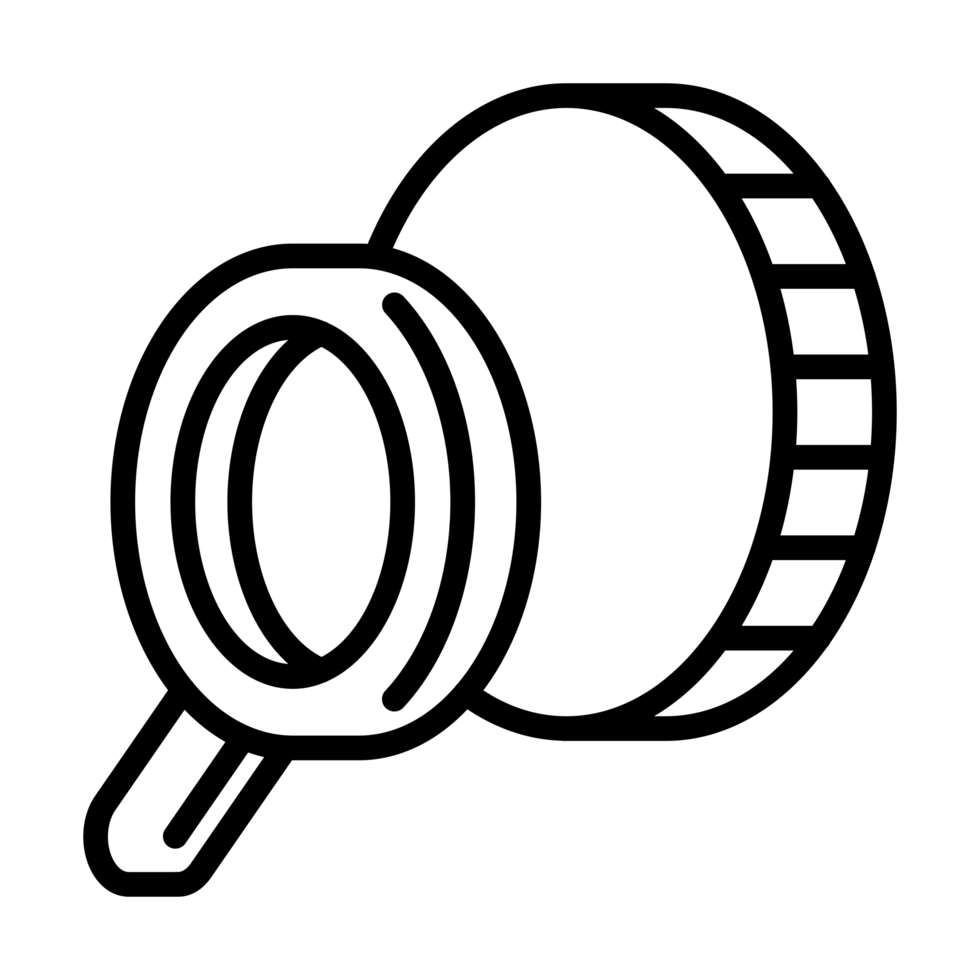 Money and Magnifying Glass Line Icon for Financial Search and Investment Insight png