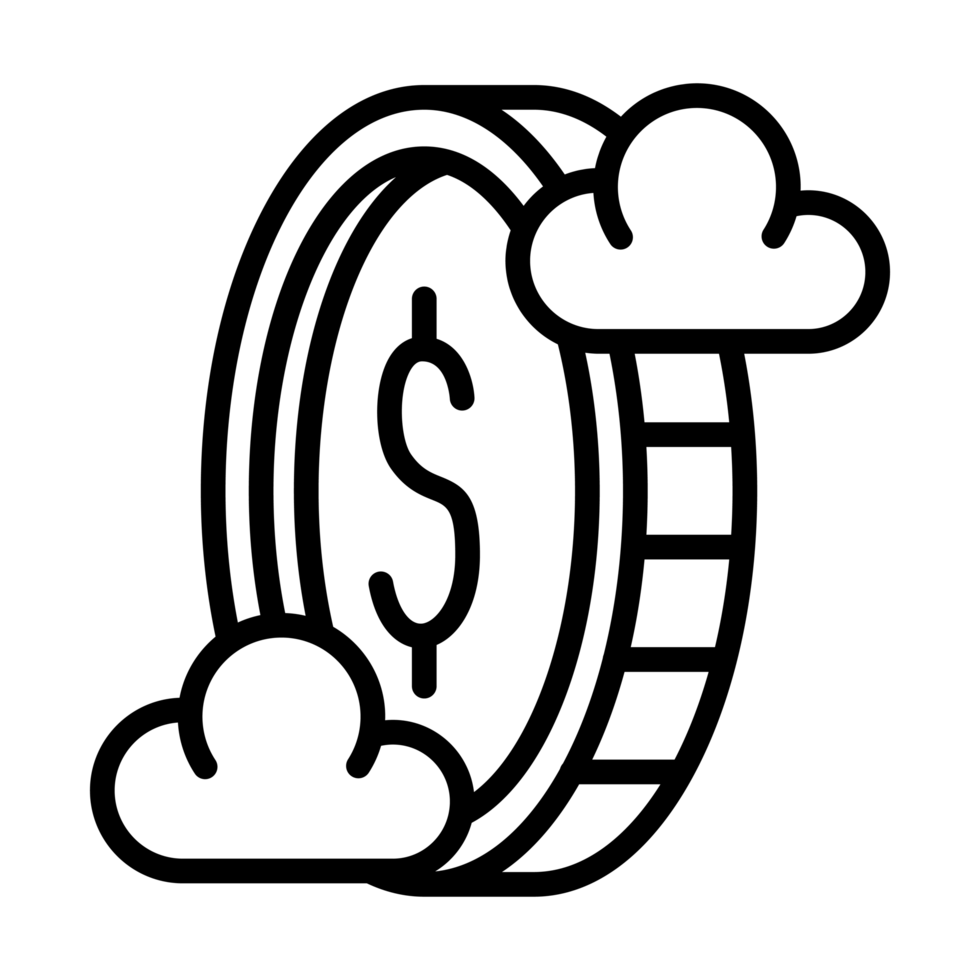 Icon Line of Dollar Sign and Cloud Depicting Cloud-Based Finance, Loans, and Investment Systems png