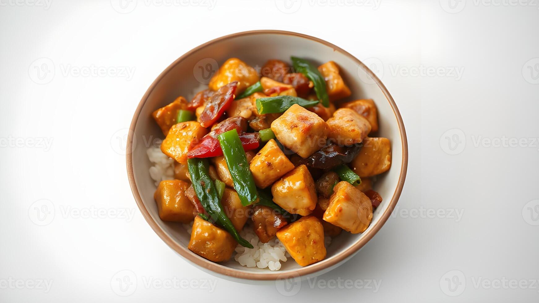 Kung Pao Tofu Stir Fry Served in a Bowl photo