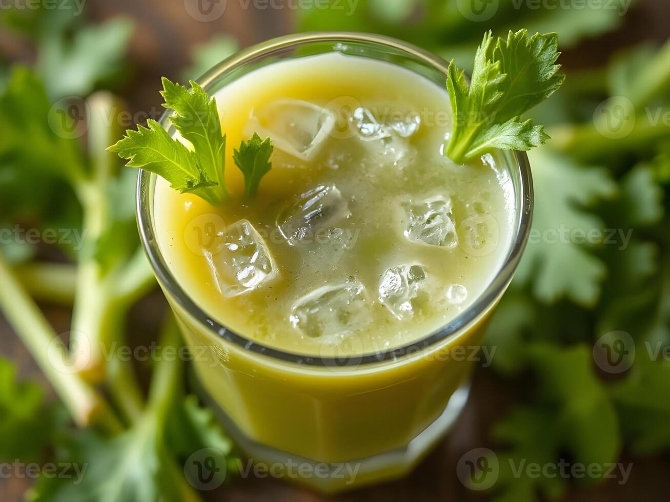 Celery Juice with Ice Cubes photo