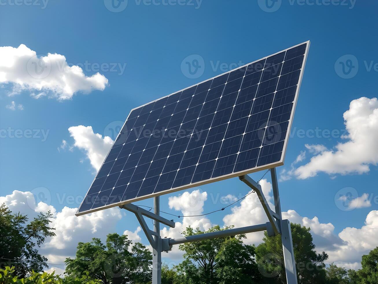 Solar Panel Generating Renewable Energy on a Sunny Day photo
