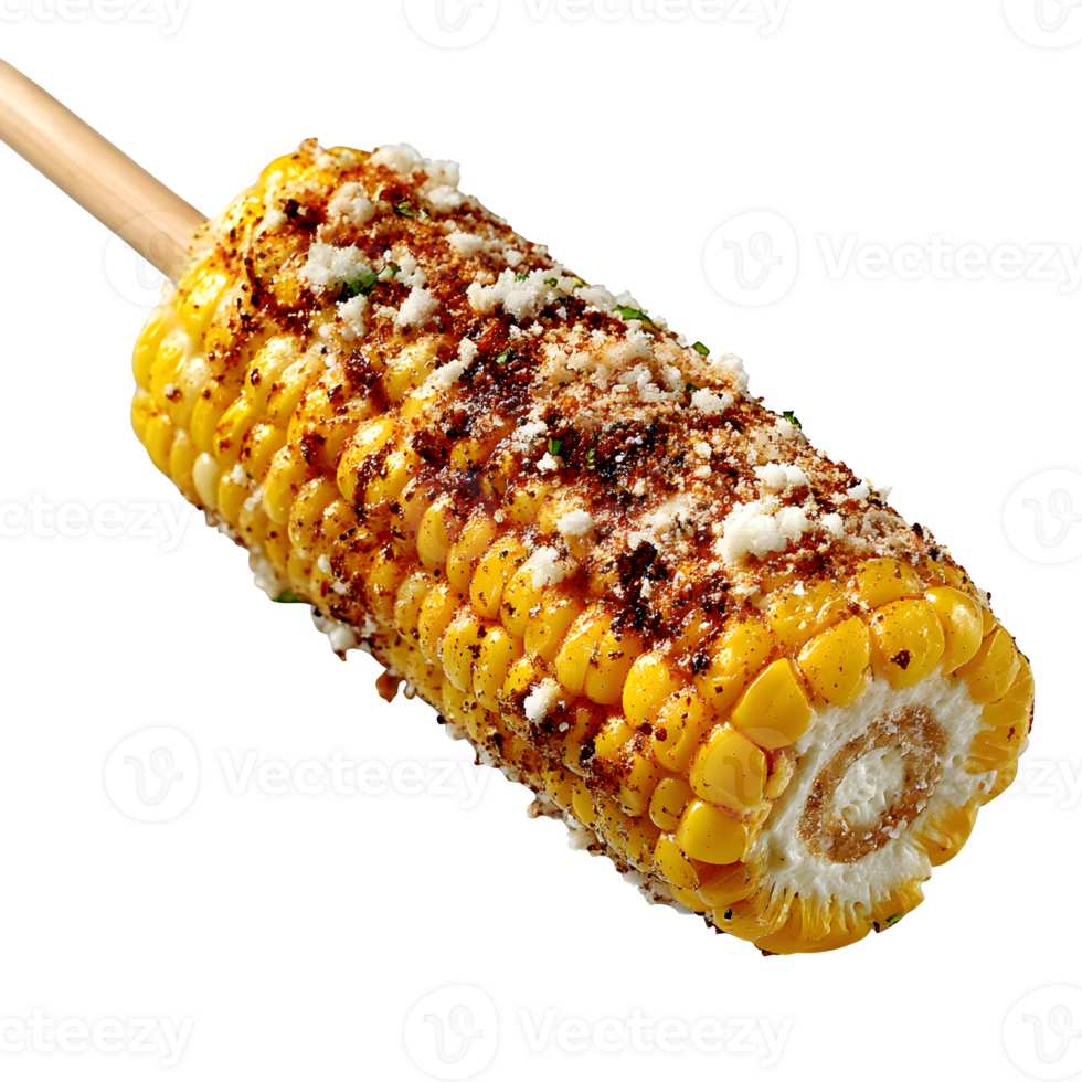 Delicious Grilled Corn on the Cob with Cheese and Spices png