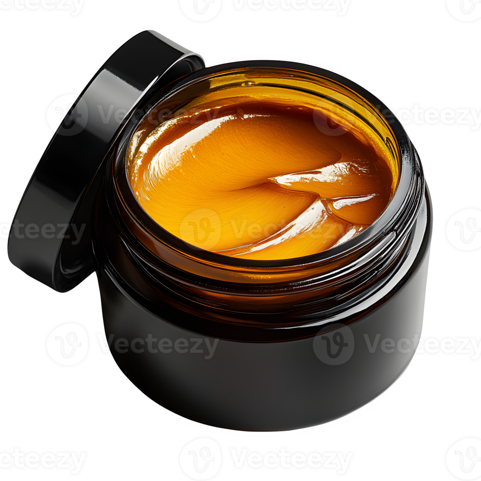 Luxurious Golden Cream in Glass Jar Skincare Product Beauty Treatment png