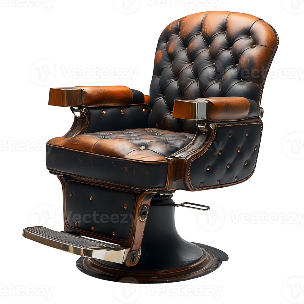 Vintage Leather Barber Chair Antique Furniture Classic Design Stylish Salon Decor png