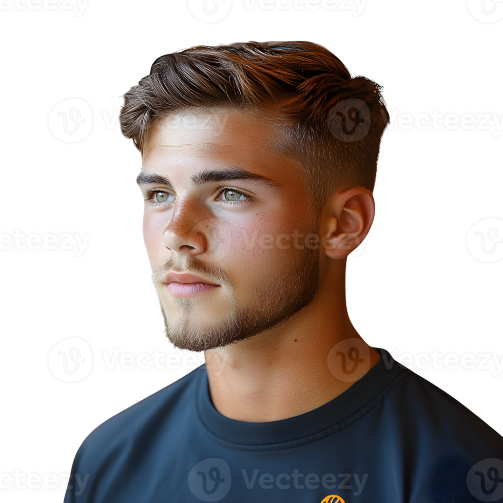 Young Man Portrait with Stylish Hairstyle and T-Shirt png
