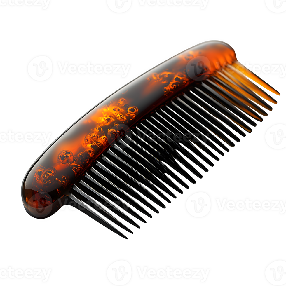 Elegant Amber Hair Comb Closeup against Transparent Background Hair styling accessory detail shot png