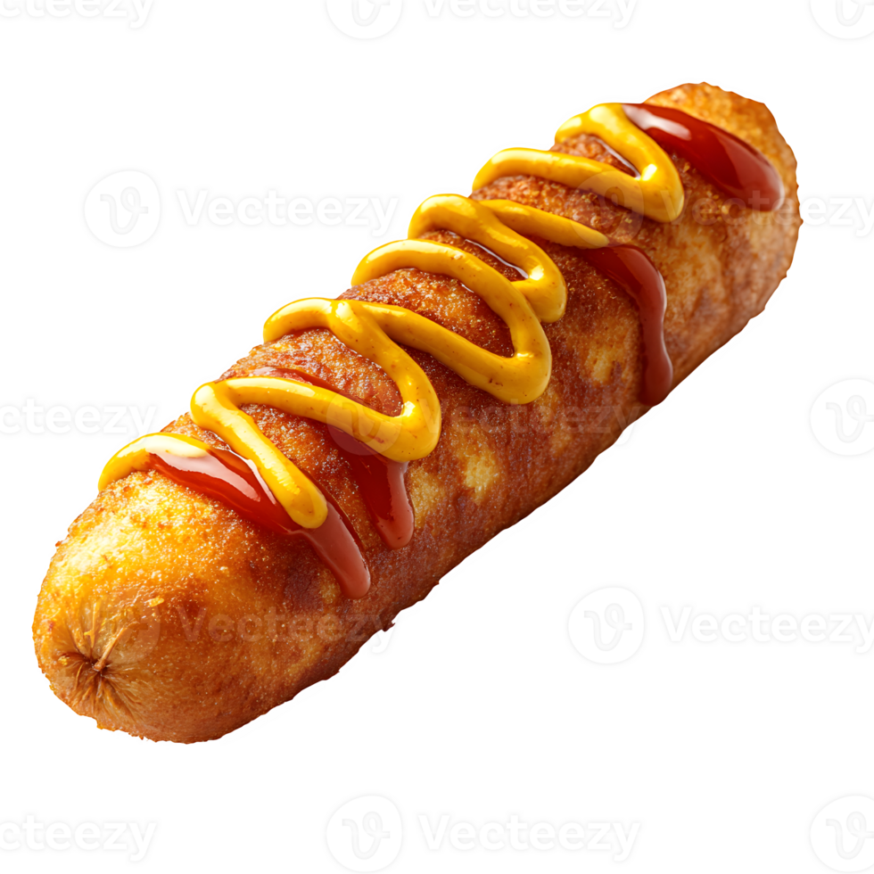 A hot dog with ketchup and mustard on it png