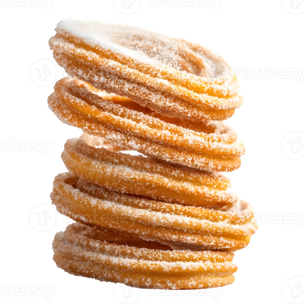 A stack of churros on a black background png