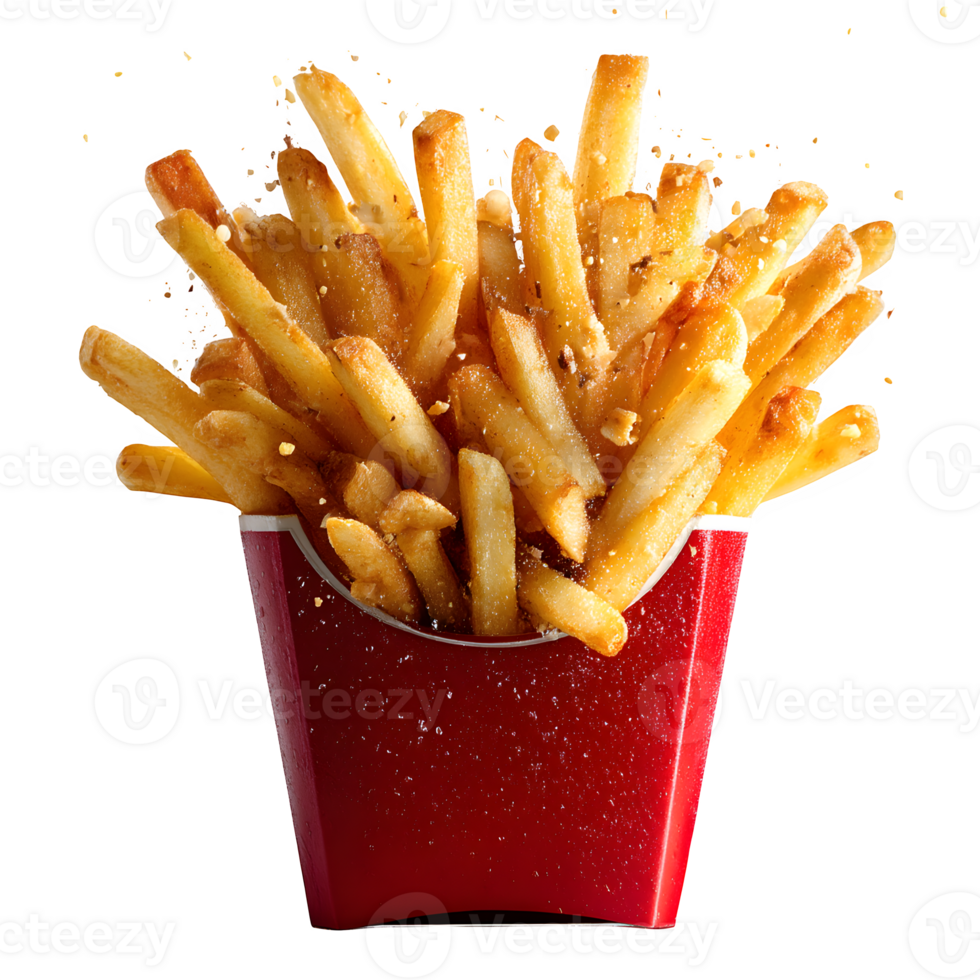 French fries in a red container png