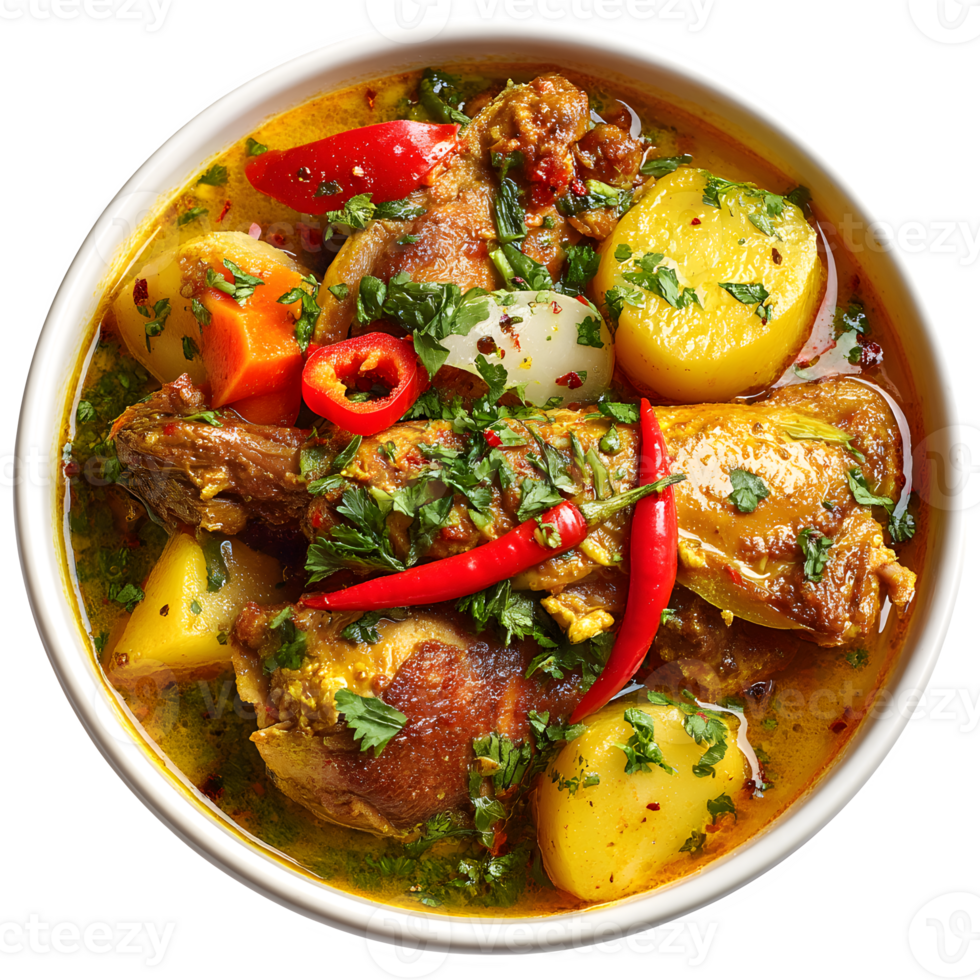 Delicious Chicken Curry Stew with Potatoes and Herbs, Aromatic Spiced Food png
