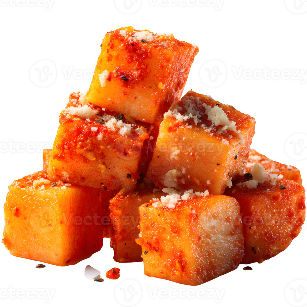 Delicious Spicy Sweet Potato Cubes with Parmesan Cheese and Pepper png