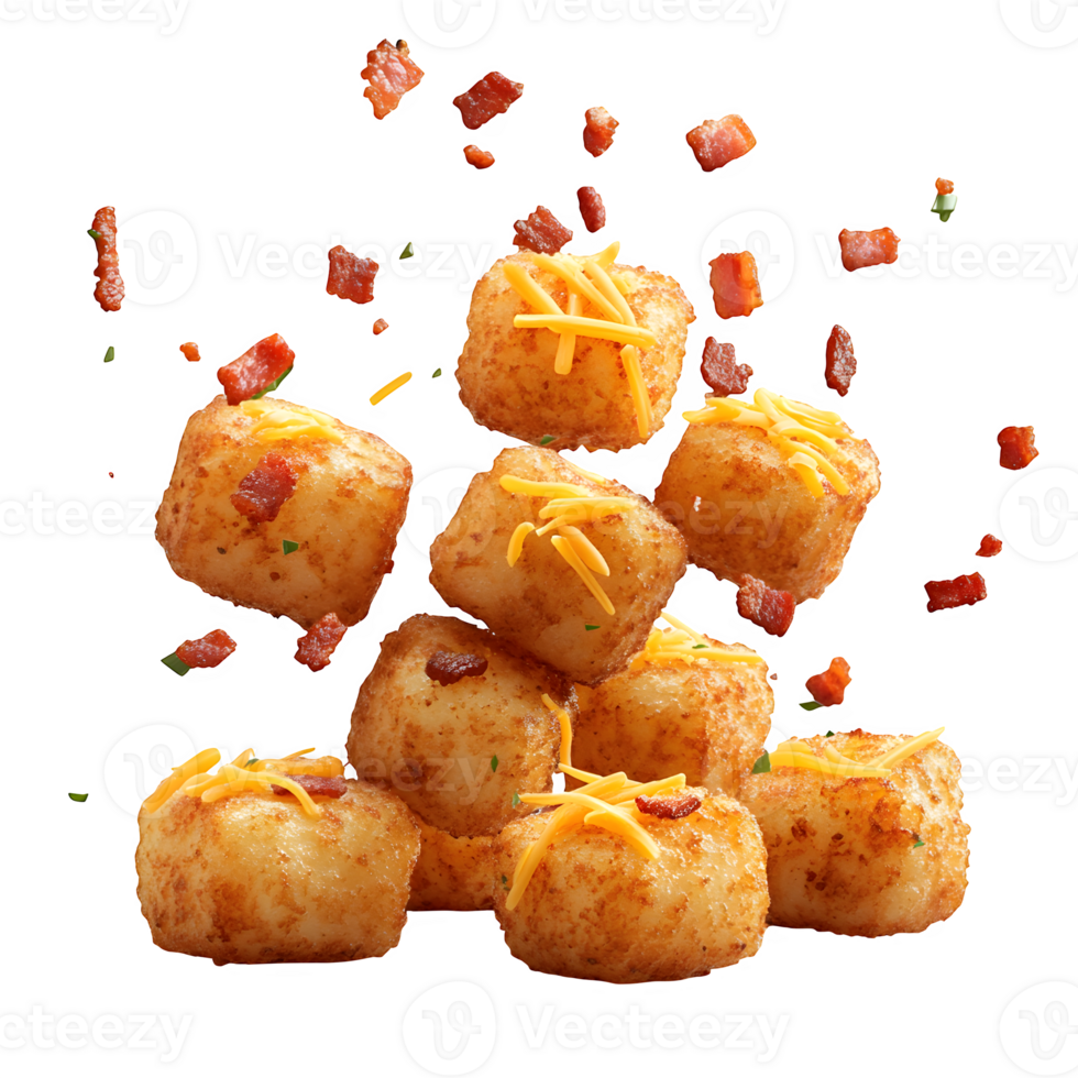 Crispy Bacon Cheddar Potato Tots Delicious Snack Food png