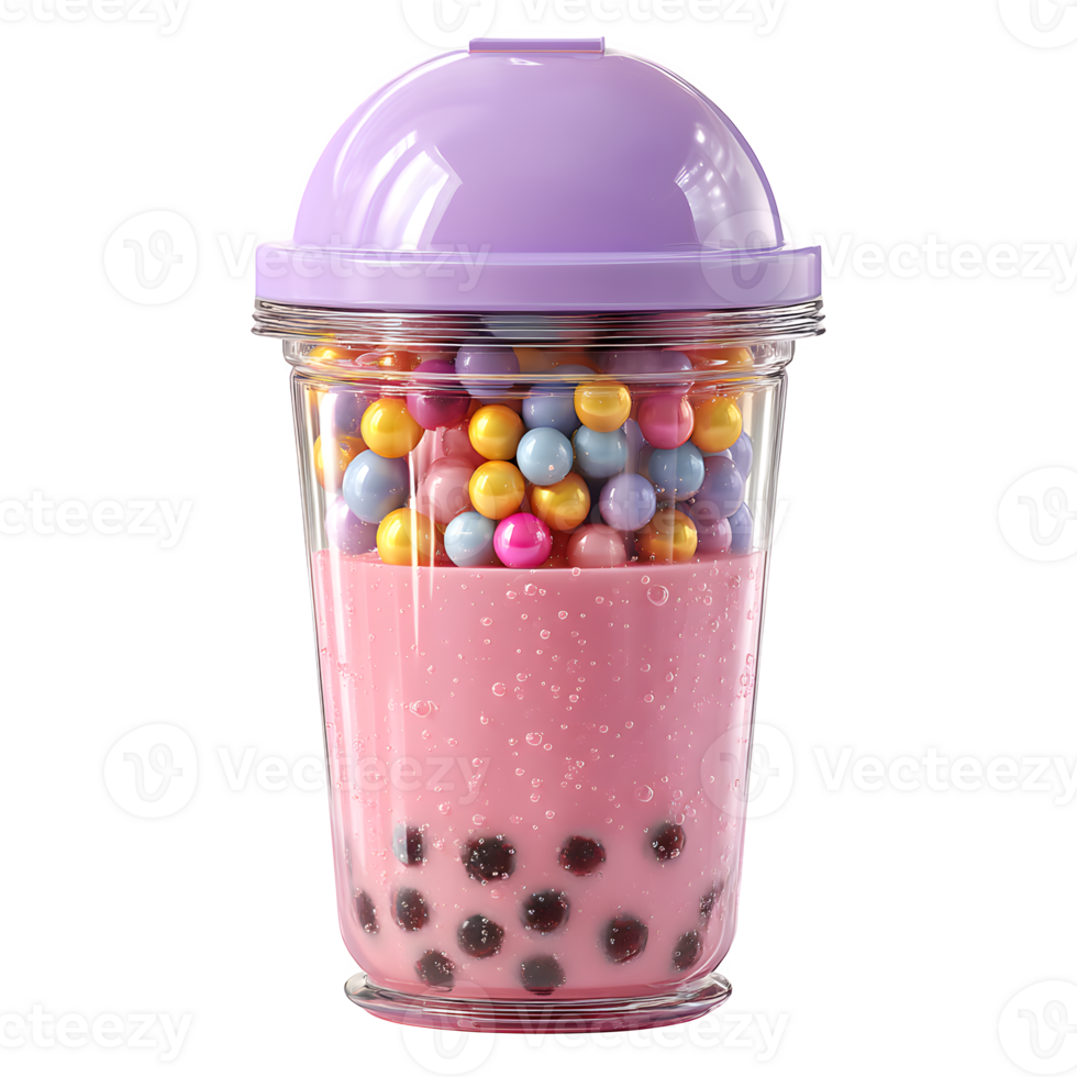 Bubble tea with colorful sprinkles png
