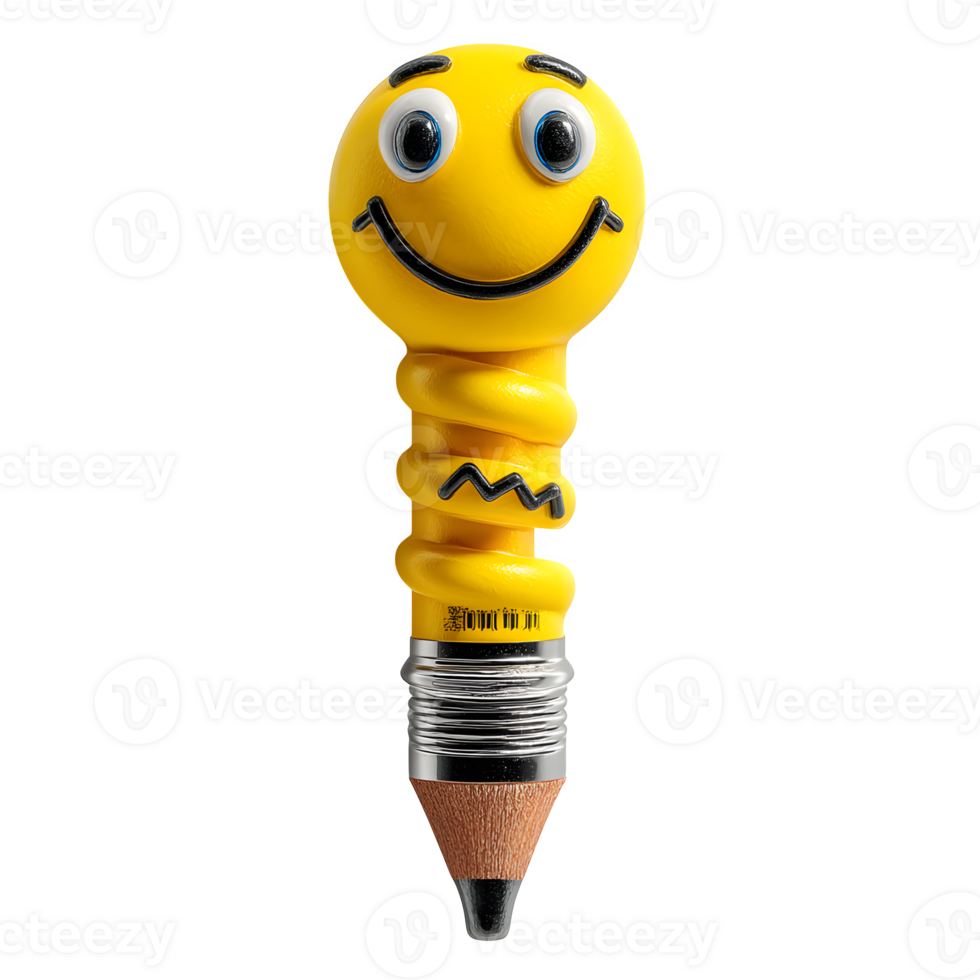 A pencil with a smiley face on it png
