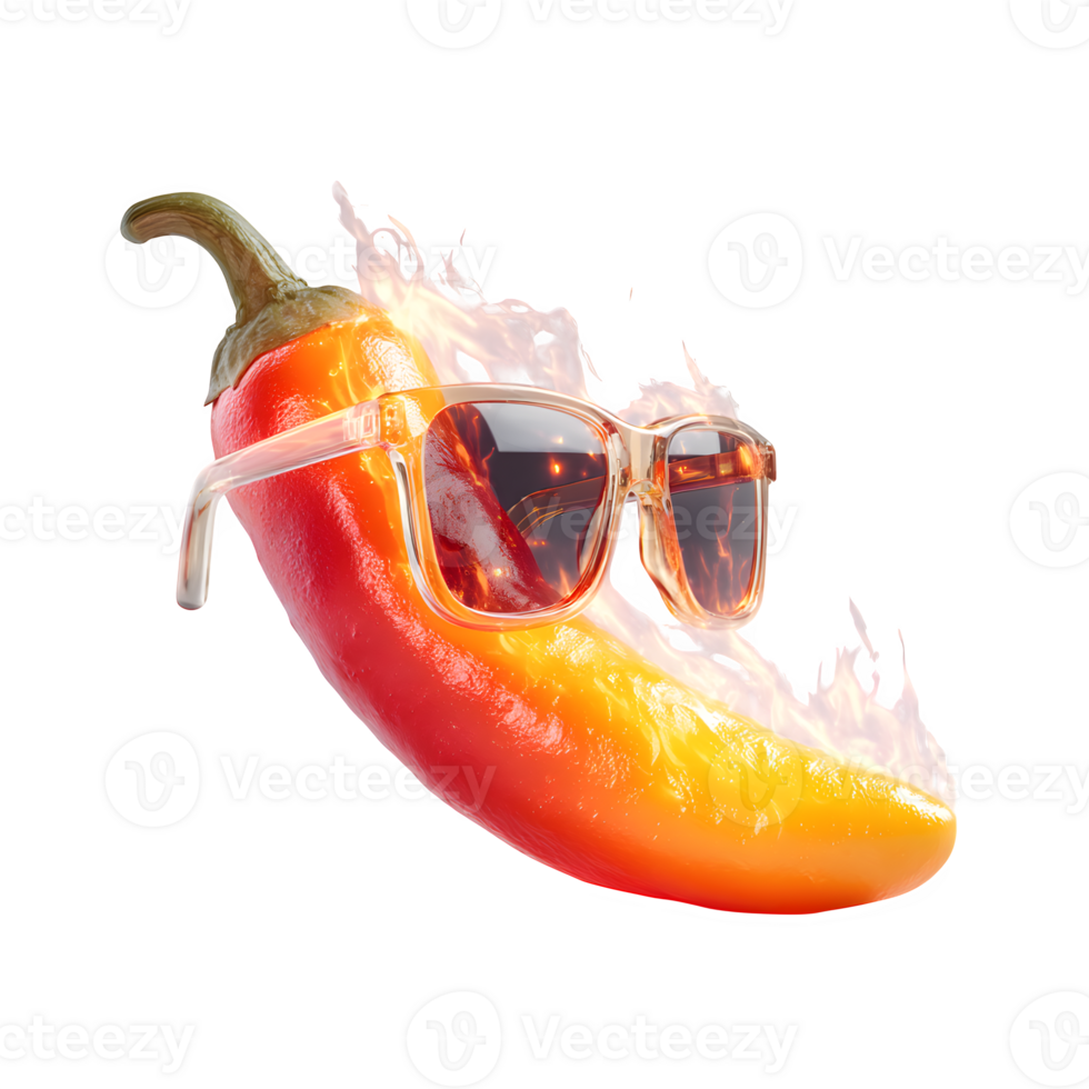 A hot pepper with sunglasses on it png