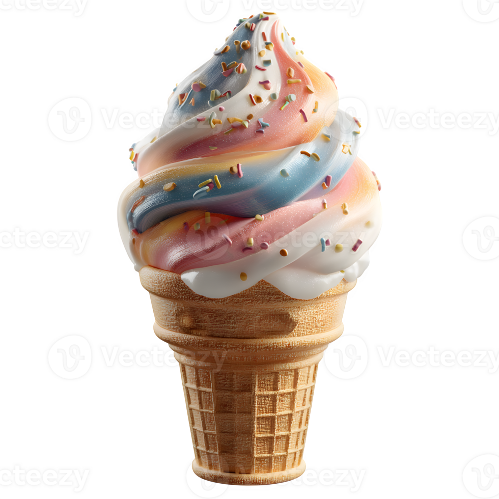 An ice cream cone with colorful sprinkles on top png