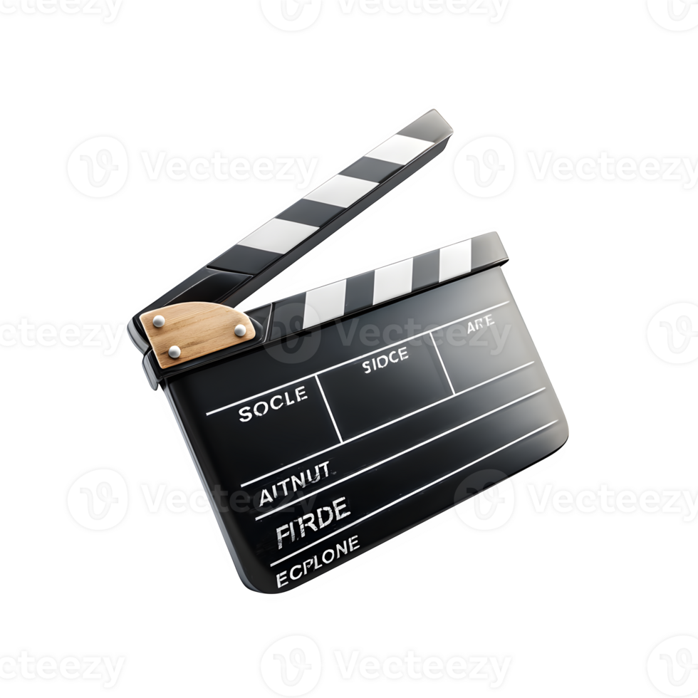 Classic Film Clapperboard Isolated on White Background Perfect for Movie Production Branding and Cinema Related Projects png