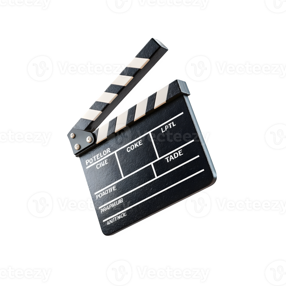 Classic Movie Clapperboard on White Background Ready for Film Production and Directing png