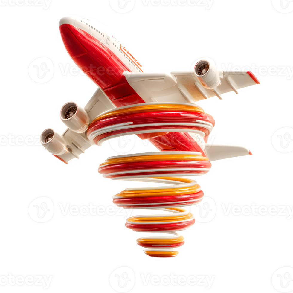 Airplane soaring through vibrant spiral design travel journey adventure flight speed motion dynamic energy png