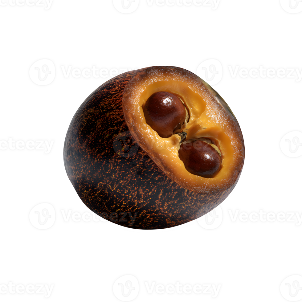 A vibrant whole lucuma fruit isolated on a white background perfect for food blogs recipes and product packaging design showcasing its unique texture and color png